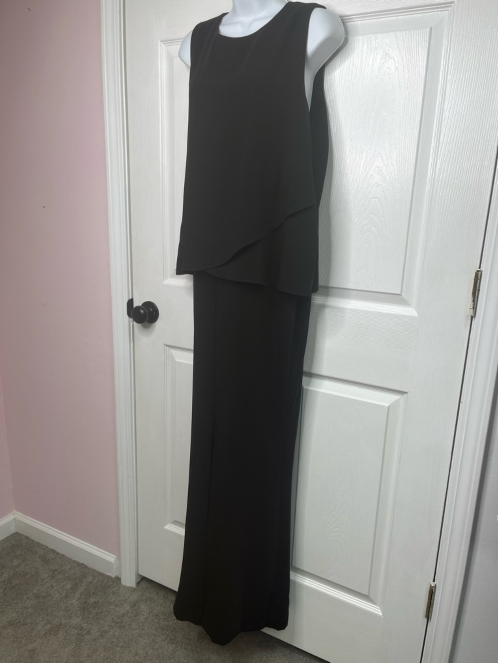 LRL Chic Black Layered Sleeveless Jumpsuit Size 10